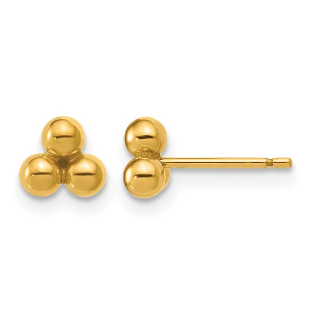 1/20 14K Gold Filled Hollow Triple Ball Post Earrings, 6mm